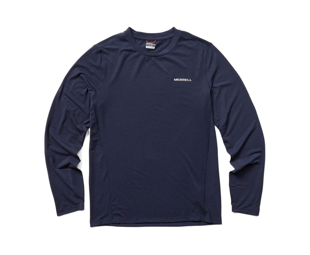 Merrell Langærmet Herre - Tencel™ Tee - Mørkeblå - FWY852964